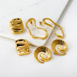 Geometric <b>Stud</b> <b>Earrings</b> 18k Gold Plated Stainless Steel Fashion <b>Earrings</b> - Product Image 1