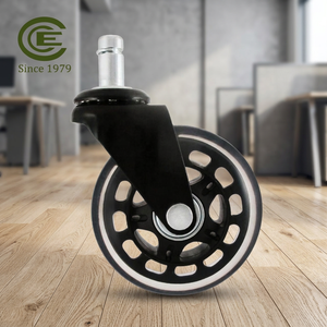 Cce <b>Caster</b> 3 Inch Office Chair Wheel With <b>Metal</b> Stem And Black Polyurethane Rim For Smooth Rolling And Durability - Product Image 2