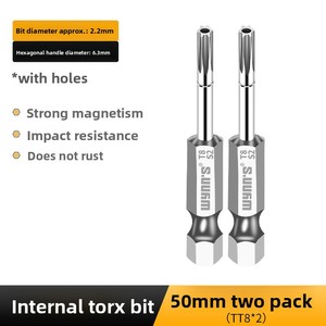 Punta Torx Willys con orificio en forma de estrella y flor, tamaños T15/T10, sin acabado - Product Image 6