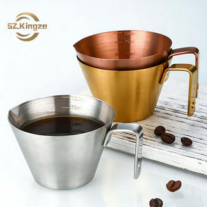 Kingze Accessoires pour expresso <span class=keywords><strong>en</strong></span> acier inoxydable Outils pour barista Tasses doseuses de <span class=keywords><strong>grains</strong></span> de café 3.4OZ/100ML avec poignée - Product Image 1