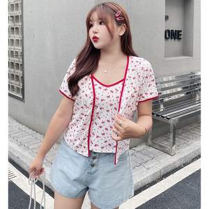 ชุดเสื้อกล้ามลายดอกไม้ฤดูร้อนสำหรับผู้หญิงไซส์ใหญ่ N8089 สีแดงและสีน้ำเงิน ผลิตจากผ้าโพลีเอสเตอร์ถัก สำหรับผู้ใหญ่ - Product Image 3