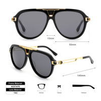 Haut de gamme américain rétro acétate plaque lunettes de soleil cadre carré à la mode polarisé mode personnalité pour hommes femmes Style ovale