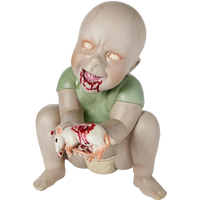 Bébés zombies tragiques d'Halloween qui rient et mangent des souris, poupées effrayantes, accessoires de poupées en latex effrayants