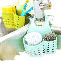 Support de rangement moderne pour évier de cuisine en silicone et plastique, porte-éponge et porte-savon avec sangle réglable, égouttoir à un niveau pour robinet