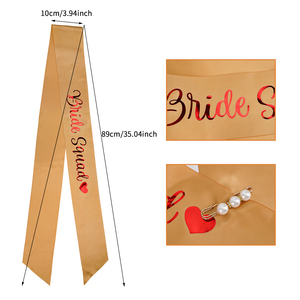 Custom Gold Foil Beauty Pageant Shoulder Straps Birthday Bridal Shower <strong>Wedding</strong> Party Bride to Be Satin Sash with Safety Pins - Product Image 2