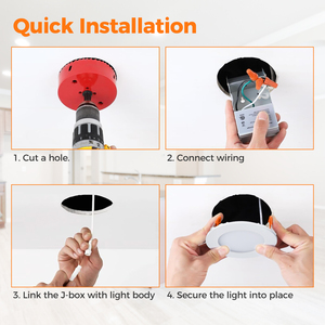 <span class=keywords><strong>Plafonnier</strong></span> LED encastré ultra-plat de <span class=keywords><strong>8</strong></span> pouces 18W, homologué ETL, 3 températures de couleur sélectionnables, sans boîtier, avec boîtier de jonction - Product Image 6