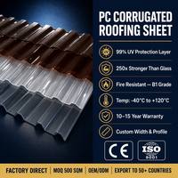 Lámina de Techo de Policarbonato, Panel de PC Corrugado con Recubrimiento UV, Material de Techo Ligero para Grandes Proyectos de Construcción