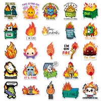 50 Pegatinas Divertidas de Graffiti de Fuego, Resistentes al Agua, para Computadora, Consola de Juegos, Escritorio, Decoración de Juguetes, Venta Directa de Fábrica