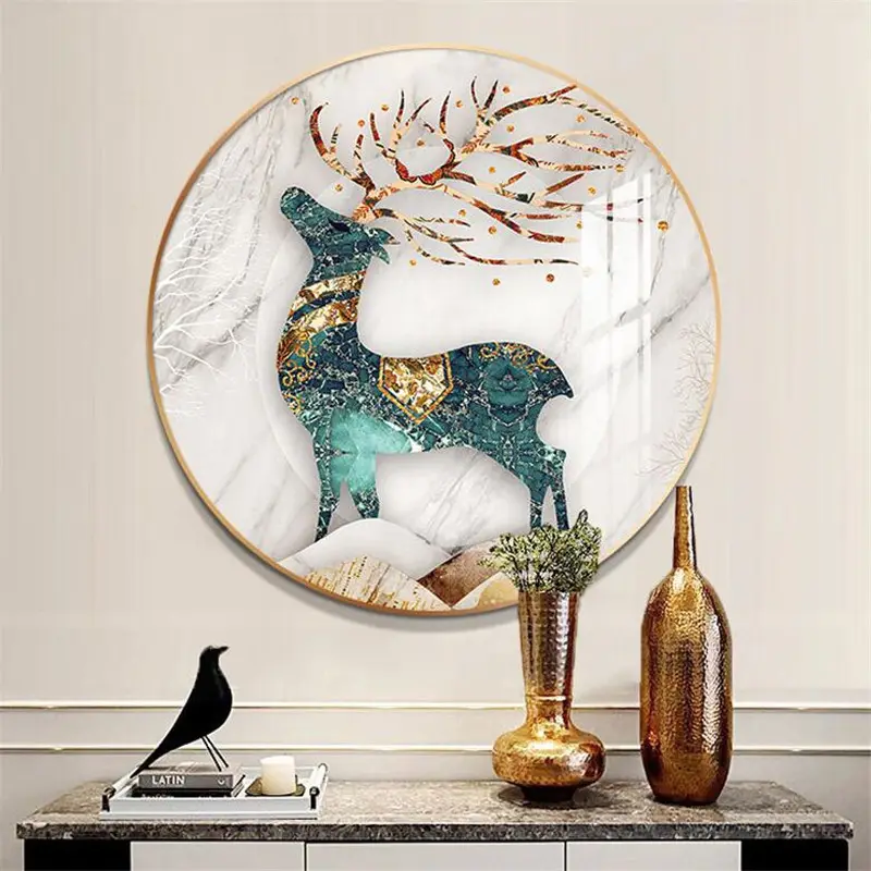 Round Gold Aluminum Alloy Wall Decoration Pictures Frame for Living Room Creative Wall Hanging Baby or Family Photos Di