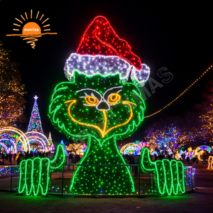 Custom Wholesale Grinch <strong>Christmas</strong> Lights Motif <strong>Outdoor</strong> LED Lighted Yard <strong>Decoration</strong> Animated Large Grinch Face <strong>Decorations</strong> Lights - Product Image 4