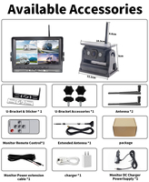 Kit de caméra de recul sans fil YWX avec écran IPS HD 7 pouces, enregistrement, caméra de recul solaire, étanche, DVR pour camion, autobus scolaire