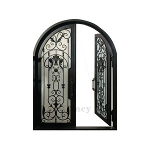Porte d'Ingresso Principali di Lusso in Metallo, Porta Esterna Singola in Ferro Battuto con Finestra in Vetro - Product Image 5