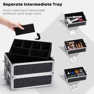 Trousse de Maquillage Professionnelle à Roulettes Chariot pour Prothésistes Ongulaires <span class=keywords><strong>Valise</strong></span> de Beauté Rose avec Chariot de Maquillage Rotatif à 360 Degrés - Product Image 5