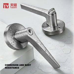 TIANYI Modern Brushed Nickel Tubular Lever <b>Door</b> <b>Lock</b> Set Keyed Entry Satin Nickel Handle for Bedroom Office Exterior <b>Door</b> - Product Image 5