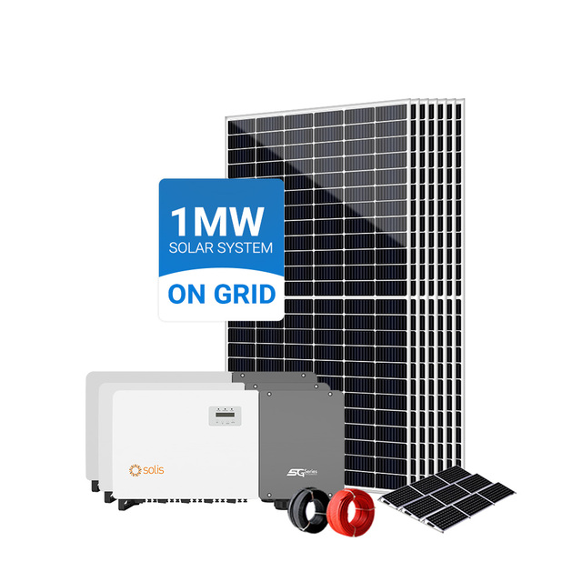 1MW Industrial Commercial On-Grid Solar System MPPT Controller N Type Topcon Bifacial Double Glass Solar Panels Ground Mounting