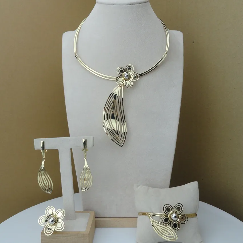 Yuminglai אפריקאי תכשיטים סטי 24k דובאי זהב תכשיטים לנשים FHK7807