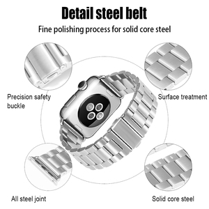 Bracelet trois perles en métal en acier inoxydable pour Apple Watch, pour iWatch série 6 5 4 3 2 1, 38 40 42 44mm - Product Image 2