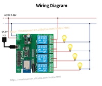 Module d'interrupteur intelligent Tuya WIFI 433MHZ 4 canaux AC/DC 7-32V, relais auto-bloquant, minuterie domotique DIY pour Alexa Google Home