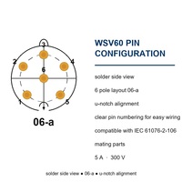 Connecteur circulaire M16 6 pôles IP40 IEC 61076-2-106 5A 300V, fiche à souder à angle droit avec joint fileté pour équipement médical