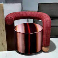 Fauteuil rond unique en flanelle pour salon de villa, une place, avec design moderne et housse amovible