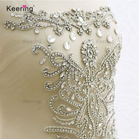 Neues Produkt Brust Pailletten Big Crystal Flower Stripe Kristall Strass Applique WDP-370