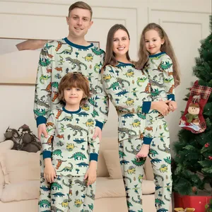 2023 matching christmas pajamas for family dinosaur full printed christmas pajamas family