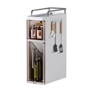 Multi Layer Spice Rack With Hooks And Drawers For Kitchen Desktop Storage Organizer Rectangle Standing Type 2 Tier Cabinet - Product Image 3