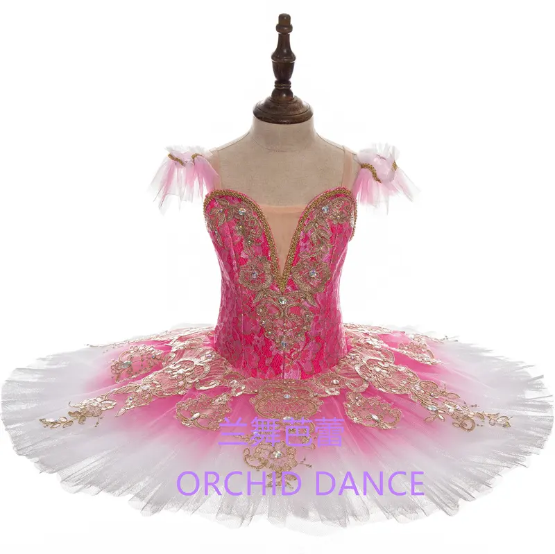 Exquisite Gradient Professional Kids Girls Adult Women Competition Wear Swan Rose Pink Ballet Tutu