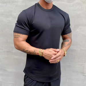 T-shirt de sport personnalisé en coton et élasthanne, fabricant de t-shirts ajustés, vêtements de <span class=keywords><strong>musculation</strong></span> et de fitness pour hommes, polyester et spandex, t-shirts de sport unis - Product Image 1