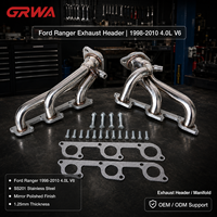 Collecteur d'échappement GRWA pour FORD RANGER 1998-2010 4.0L V6 en acier inoxydable poli miroir de 1,25 mm