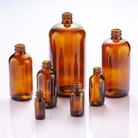 Bouteilles en verre rondes Amber Boston à pompe, marque privée, avec boîte cadeau personnalisée pour le lavage des mains, le lavage du corps et la lotion corporelle