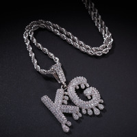 Collier Pendentif Personnalisé avec Initiale en Zircon Cubique Pavé (a B c d E f g h I g k l m n O P Q R s t U v w X Y Z) – Nom Personnalisé