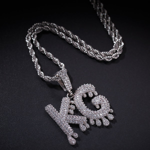 Personalized Pave Cubic Zircon Initial Letter a B <strong>c</strong> <strong>d</strong> <strong>E</strong> f g h I g k <strong>l</strong> m <strong>n</strong> <strong>O</strong> P Q <strong>R</strong> <strong>s</strong> <strong>t</strong> U v w X Y Z Custom Name Pendant Necklace - Product Image 4