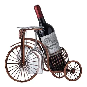 ヴィンテージ三輪車赤ワインラック装飾リビングルームワインキャビネットテーブル装飾ワイングラスラック