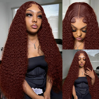 Brun rougeâtre 6x6 5x5 HD fermeture à lacet perruque personnalisée vague profonde perruques chocolat brun cheveux humains HD avant de lacet perruques pour les femmes noires