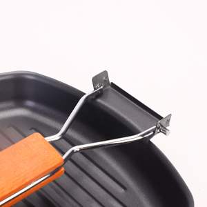 Poêle pliable Plaque de barbecue extérieure Plaque de gril en fonte facile à transporter Poignée en bois chaud <span class=keywords><strong>Steak</strong></span> frit et oeufs - Product Image 5