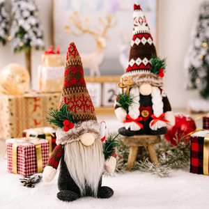 Sombrero de punto Rudolph Doll con ramas de <span class=keywords><strong>pino</strong></span> Decoraciones navideñas Adornos enanos sin rostro para decoraciones de bolas y árboles - Product Image 4
