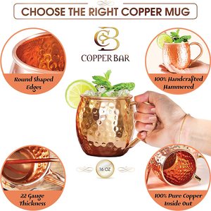 Taza de regalo de barril de estilo americano de acero inoxidable Chapado en cobre martillado de 16 <span class=keywords><strong>oz</strong></span> con empuñadura y pajita para mulas de Moscú - Product Image 5