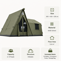 Carpa Inflable para Acampar de 3 a 8 Personas, para las 4 Estaciones, Resistente al Viento y a la Lluvia, con 12.6 Ventanas de Techo, para Familias, OEM/ODM, de Fácil Montaje