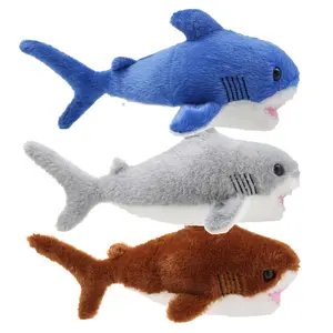 Pas cher faible quantité minimale de commande souple peluche animaux marins requin jouets personnalisé moelleux bleu en peluche requin jouet pour enfants