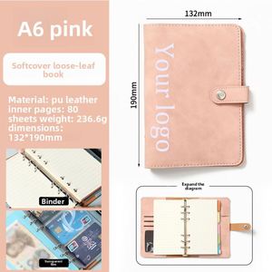 Custom Office Supplies 6 Ring Candy Colors Leather Notebook Planner Loose <b>Leaf</b> Budget A6 Binder - Product Image 4