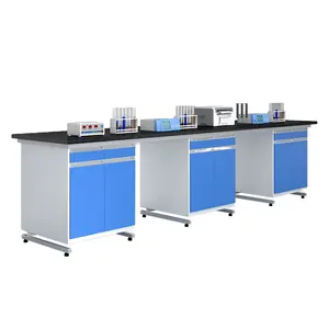 Hot chemical laboratory equipment physicochemical plate countertop steel and wood side table workbench