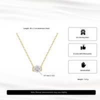 Collar de Plata de Ley 925 Chapado en Oro de 14k con Colgante de Moissanita VVS de Corte Oval de 1ct con Bisel Parcial Estilo East West para Mujer