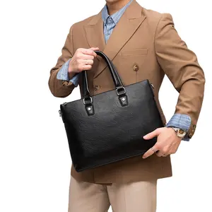 Online Sale Accept Custom Logo Bag Lawyer Laptop Genuine Leather Briefcase Men Bags Leather Office Bags Custom Portfolio