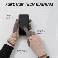 Gants longs d'hiver pour femmes avec logo personnalisé, compatibles avec les écrans tactiles, pour un usage quotidien et les activités de plein air