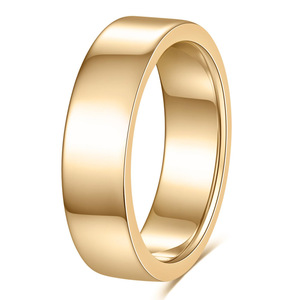 Anillo Minimalista de Acero Inoxidable y Oro de 14K, 6mm, Acabado Liso, Joyería para Uso Diario de Mujer - Product Image 1