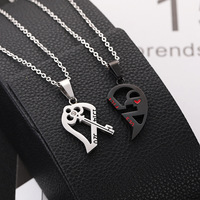 Collier magnétique en forme de cœur avec serrure et clé pour Couple, bijoux, vente en gros