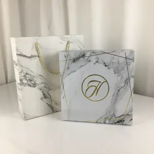 Caixa de presente listrada de mármore duro luxuoso com sacos de presente pode ser personalizado, logotipo