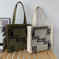 Sac fourre-tout en toile personnalisé pour femme, motif lettres, style vintage, résistant à l'eau, multifonctionnel et robuste, vente en gros