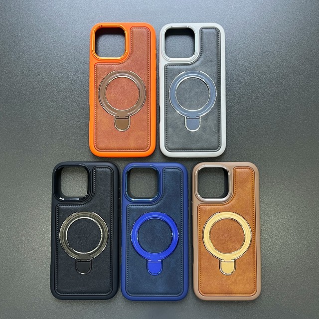 Luxury Wholesaler Leather TPU+PC Shockproof Protective Business Phone Cover for iPhone with Kickstand